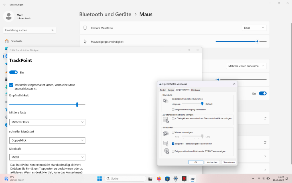 Mauseinstellungen X12 unter Windows 11