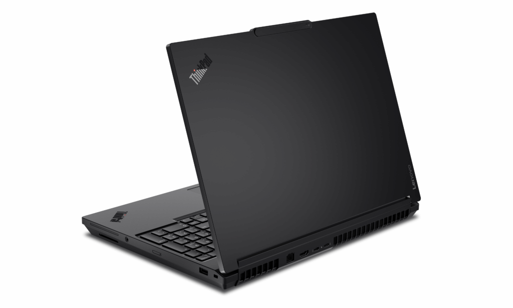 The Lenovo ThinkPad P16 G3 from the back