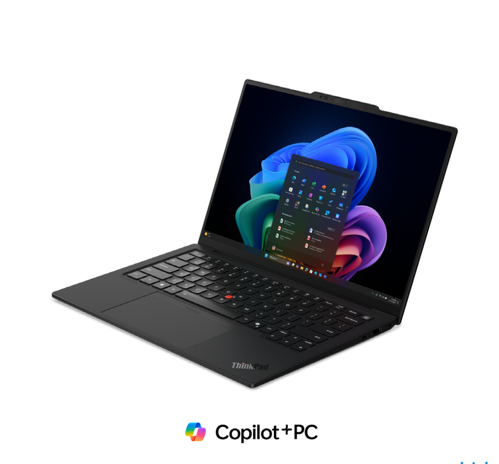 ThinkPad X1 Carbon Gen 14 Aura Edition – 14" Business Notebook in Seitenansicht Lenovo ThinkPad X1 Carbon Gen 14 Aura Edition schräg von vorne geöffnet - 14 Zoll Business Laptop mit 16:10 Display, TrackPoint und Windows 11 Oberfläche.